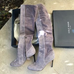 Cole Haan Marina Over the Knee Boots - Gray Suede